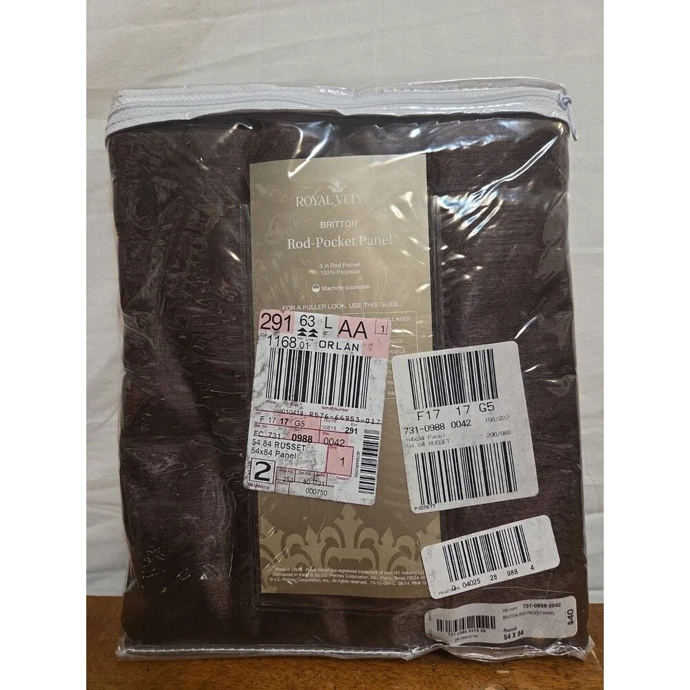 Royal Velvet Britton Russett Brown 54 In X 84 In Rod-Pocket Panel Polyester New